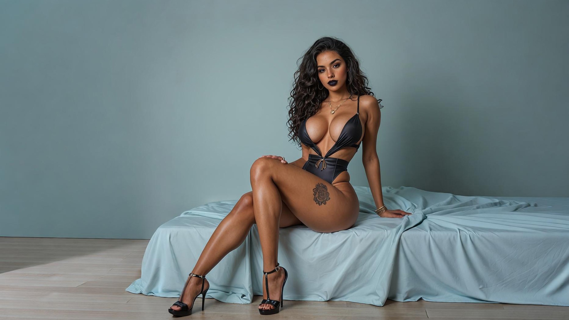 AI Curvy brunette